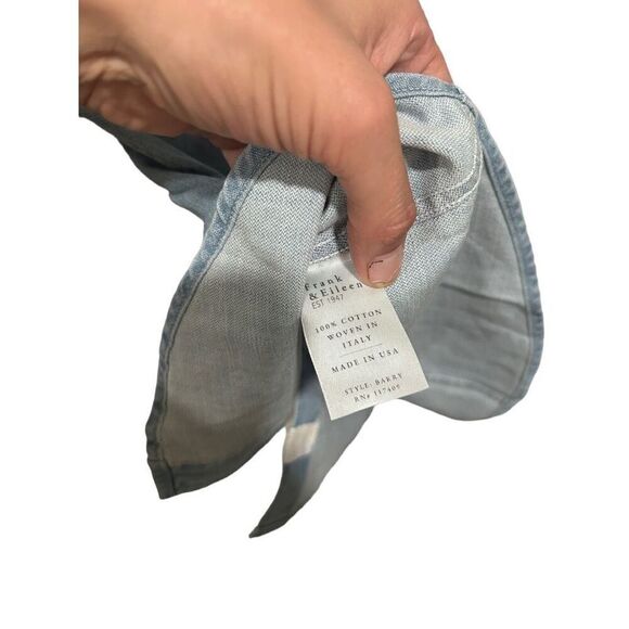 Frank & Eileen Barry Woven Cotton Button-Up Chambray Shirt Light Blue Sz XXS - Picture 10 of 16